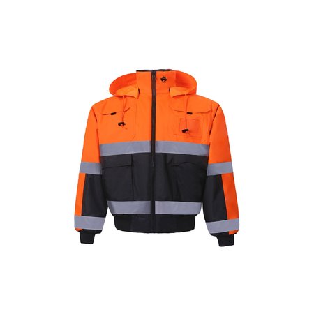 2W INTERNATIONAL High Viz Orange/Black Reversible Bomber Jacket, 2X-Large, Class 3 330C-3 2XL